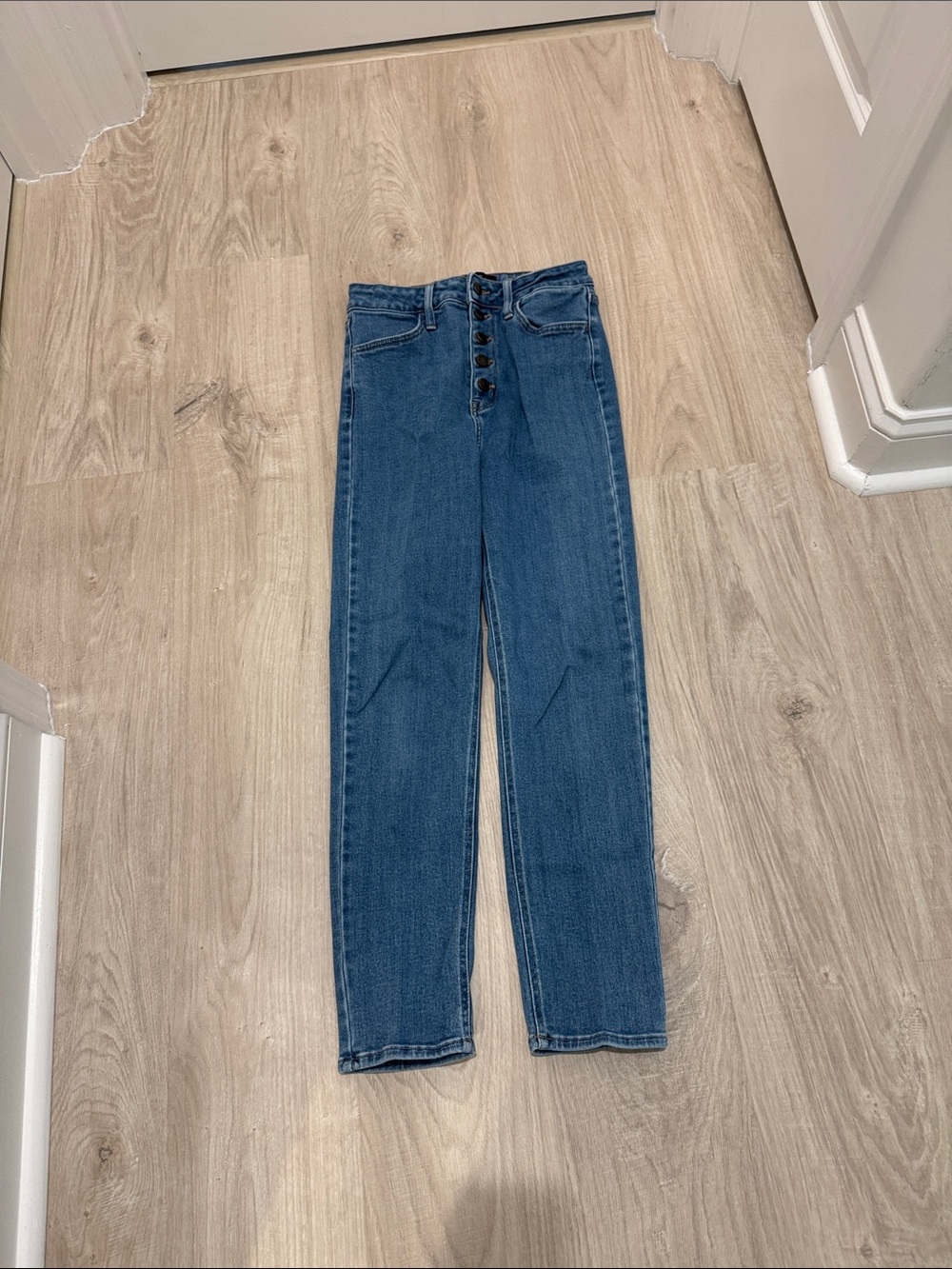Just Black High-Rise Button-Fly Blue Jeans